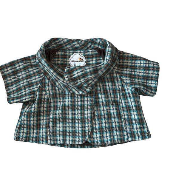Nick and Mo Anthropologie Wool Tweed Short Sleeve Shawl Collar‎ Jacket Sz Large - Picture 1 of 10